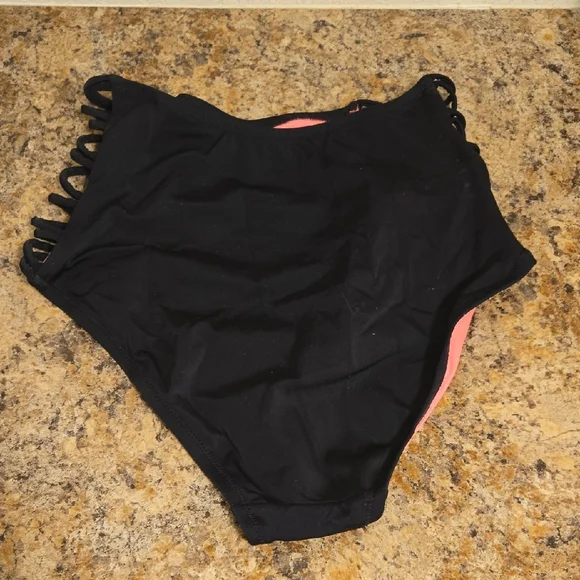 PINK Victoria's Secret Black and Pink Strappy Two Piece Swimsuit - Picture 3 of 6